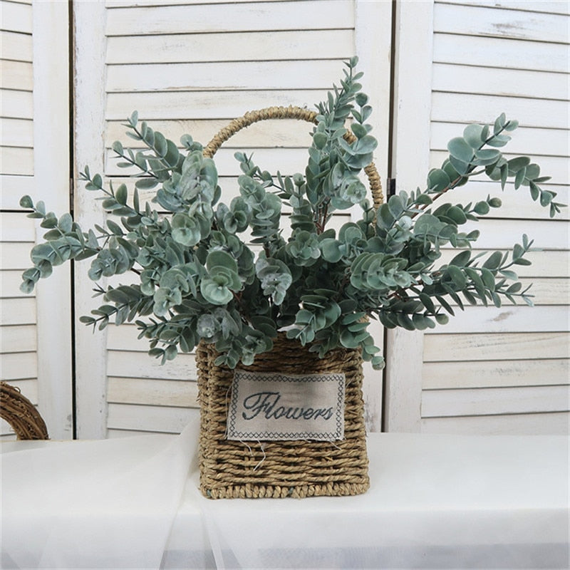 Branche d'Eucalyptus artificielle vert foncé